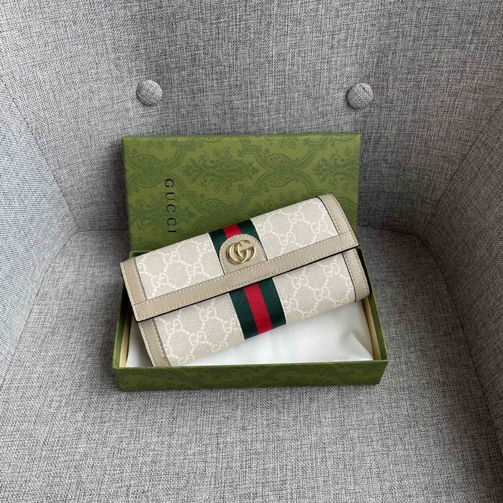 Gucci Ophidia GG Supreme Long Flap Wallet